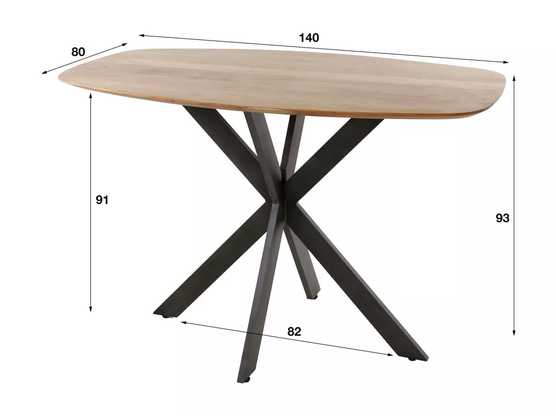 Table haute pied central en bois d'acacia 140 cm MELBOURNE