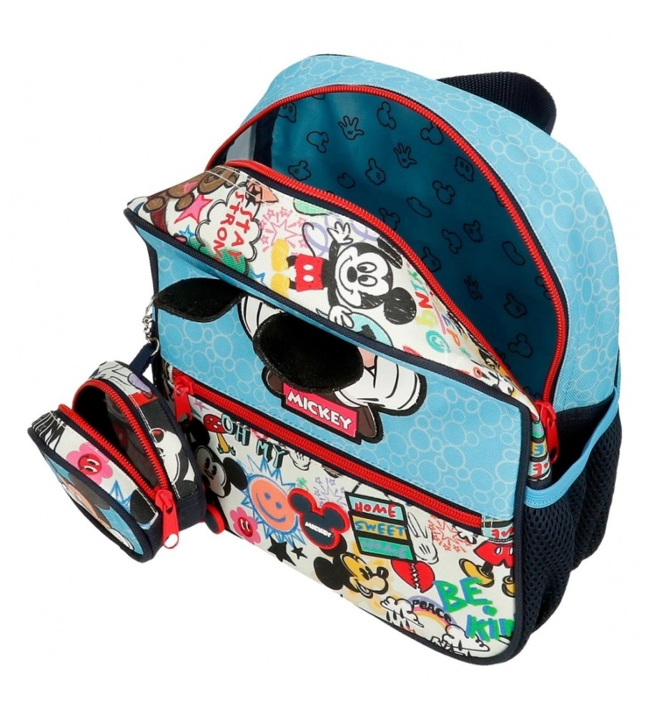 Mochila Infantil Disney Mickey Be Cool com Rodinhas - Azul