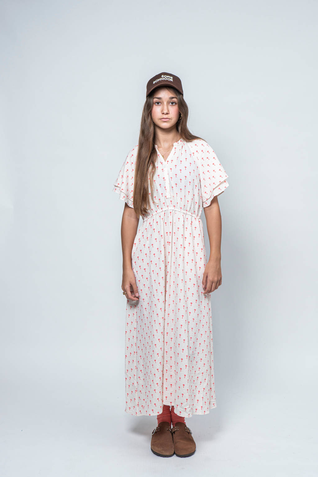 Sofie Schnoor maxi jurk ecru/roze