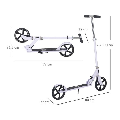 Patinete infantil dobrável e com altura ajustável.
