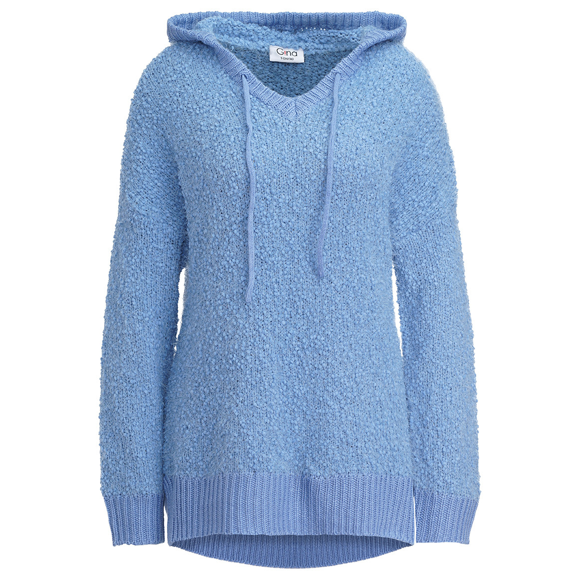 Gina Damen Strickpullover mit Noppengarn hellblau