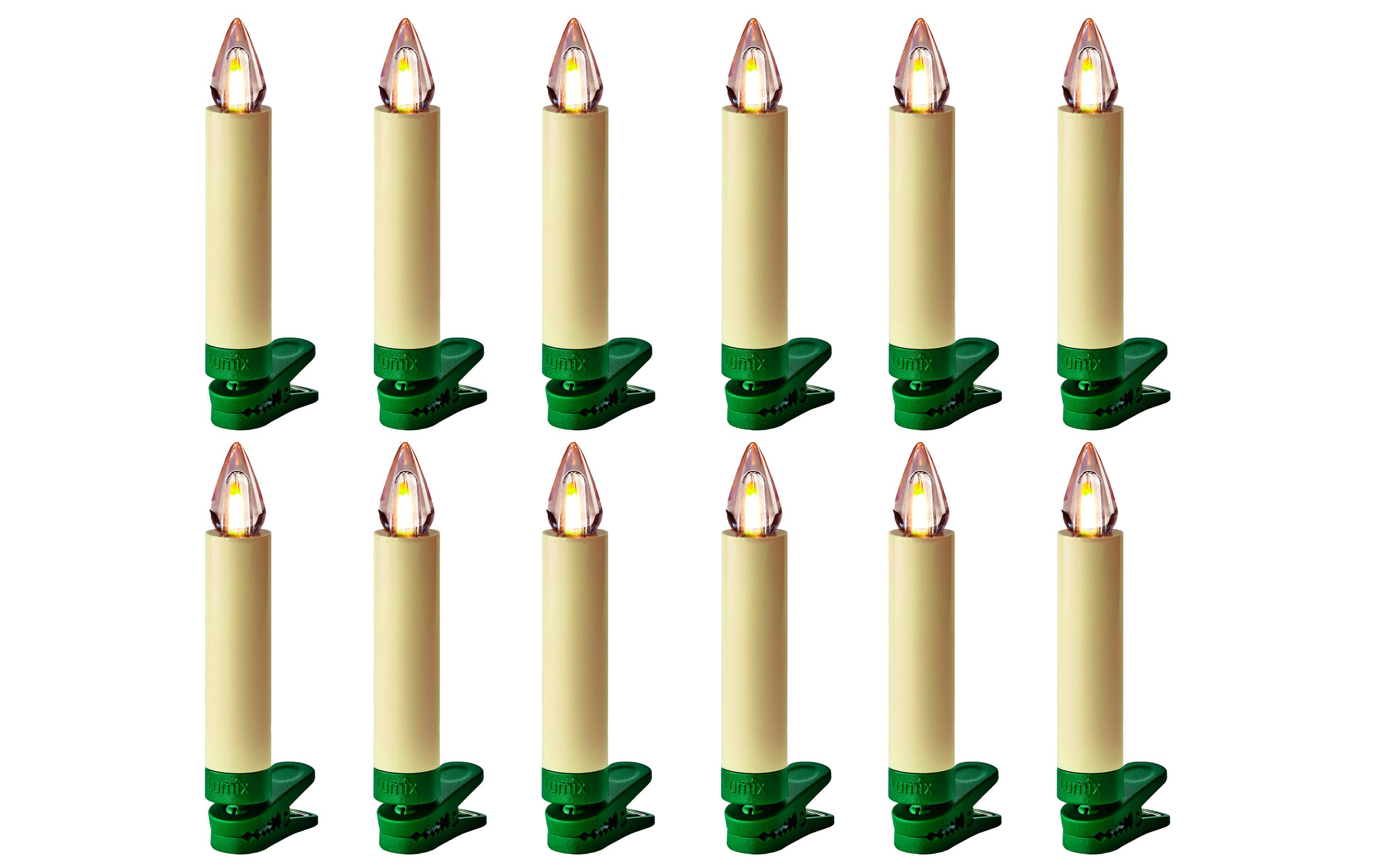 LED Baumkerze SuperLight Flame, Elfenbein, 12er-Starter SetLED Christbaumkerze