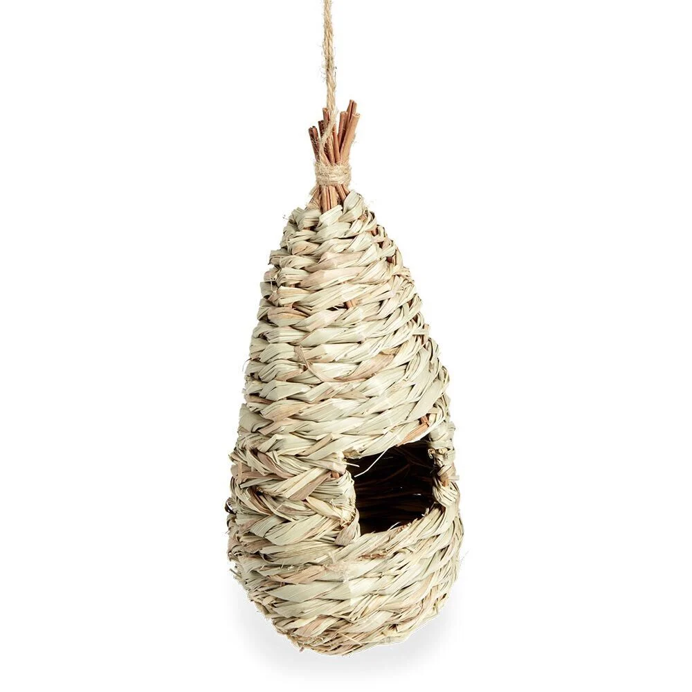 Nichoir à oiseau osier naturel Ø9xH25cm