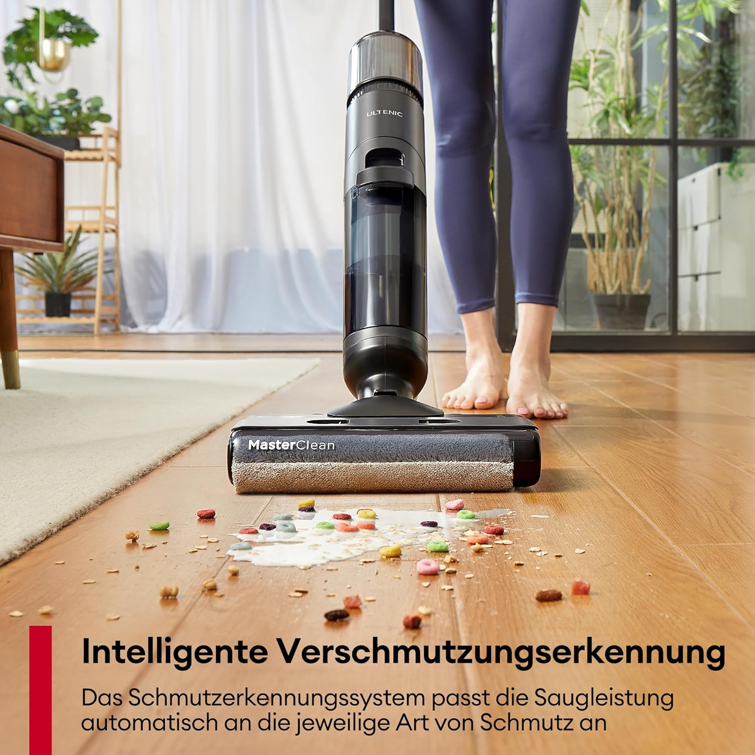 Ultenic Nass Trockensauger akku, Saugwischer Kabellos, 50 Minuten Laufzeit, Selbstreinigungsfunktion, LED-Display, ideal für Hartböden sowie Haushalte mit Haustieren und Kindern