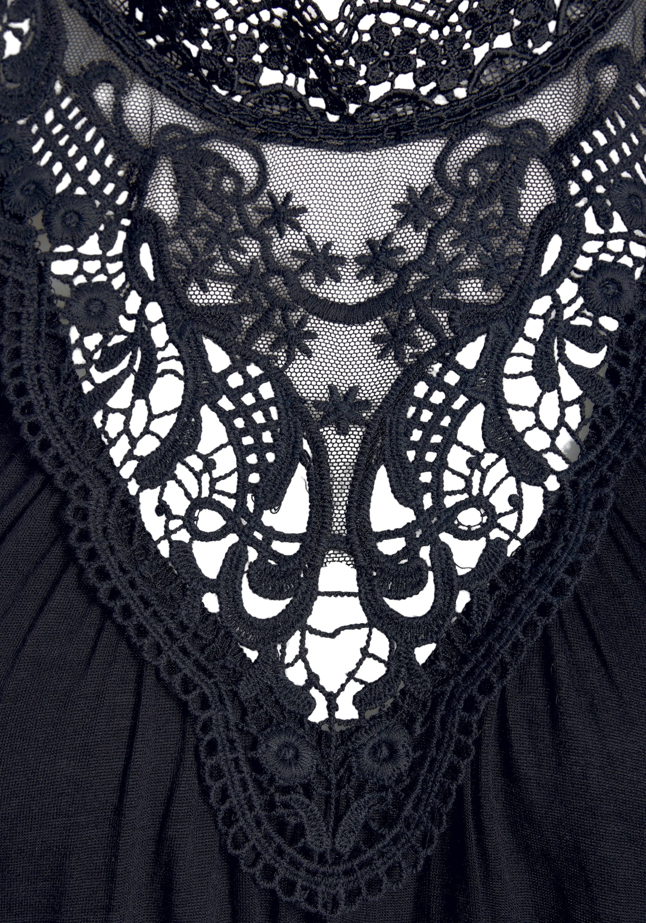 LASCANA Spitzentop mit modischem Stehkragen, elegantes Jerseytop mit Spitze
