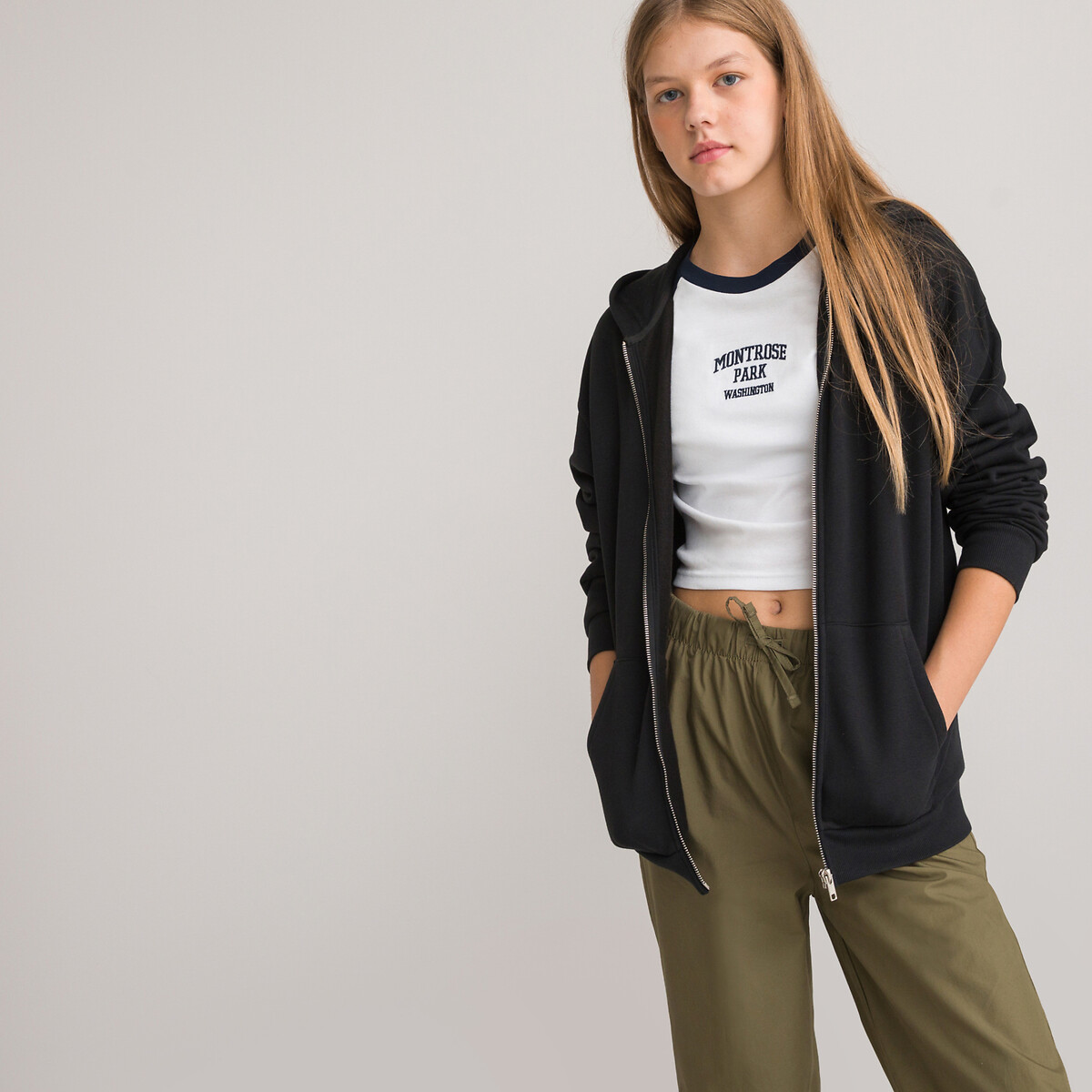 COLEÇÃO LA REDOUTE<br>Moletom oversized com zíper na cor molton, unissex