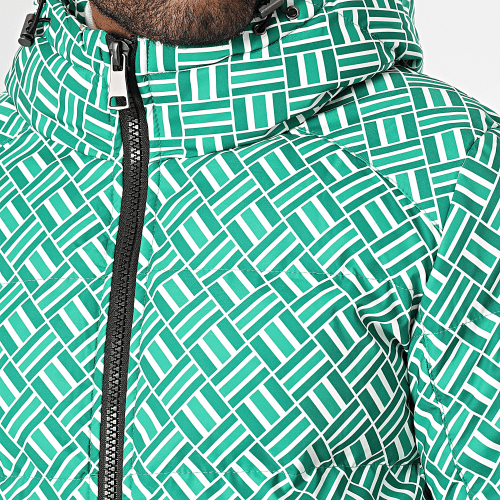 Doudoune Capuche Blanc Vert