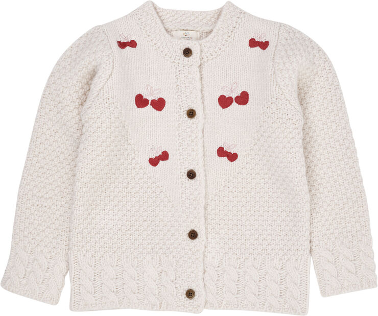 Copenhagen Colors LAMBWOOL CARDIGAN W. BOW EMB Cream