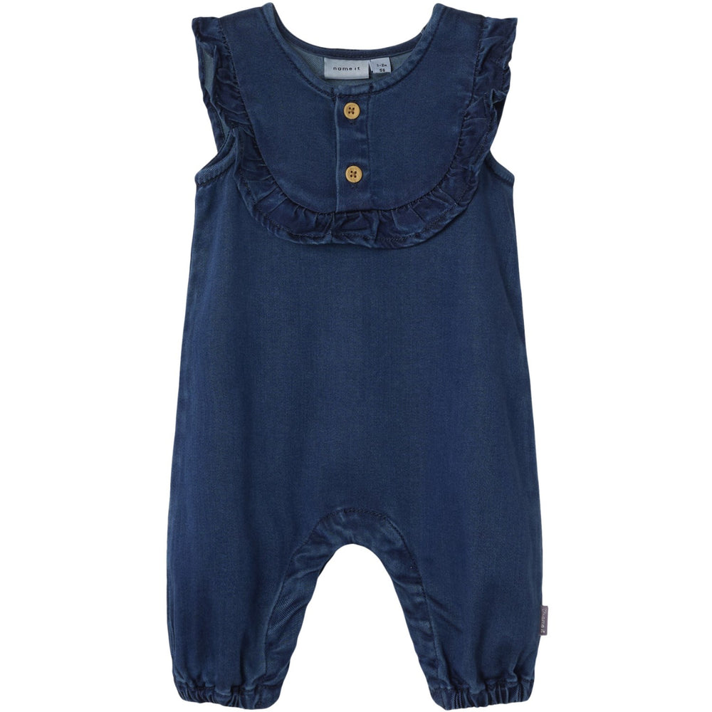 Køb Name It Dark Blue Denim Ruby Denim Flæse Buksedragt