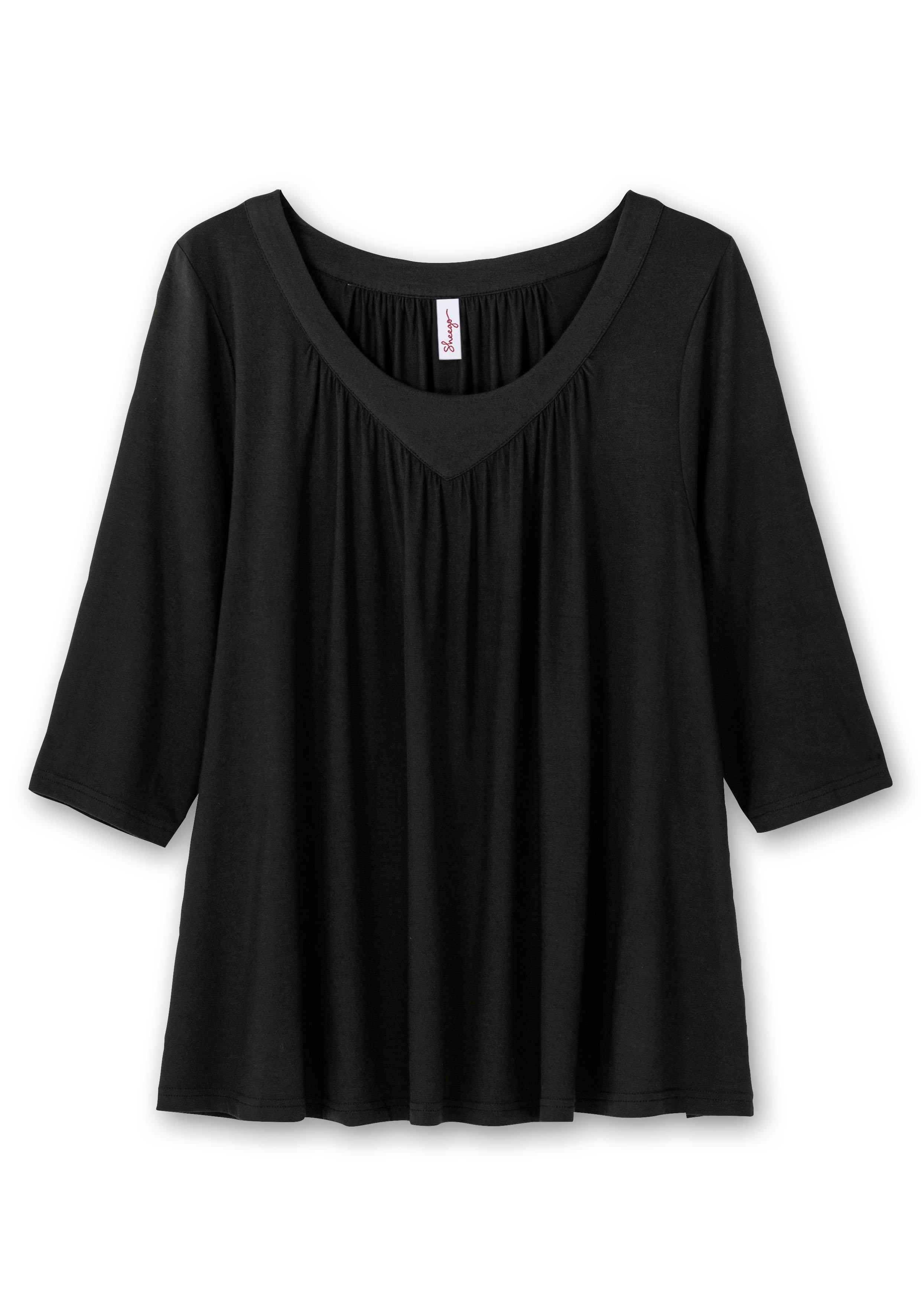 3/4-Arm-Shirt in Petite Passform, in weiter A-Linie