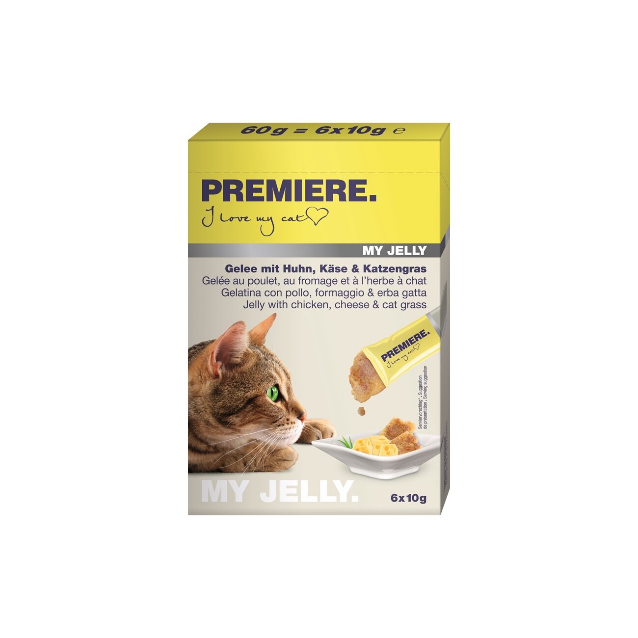 PREMIERE MyJelly Huhn,Käse&Katzengras 6x10g