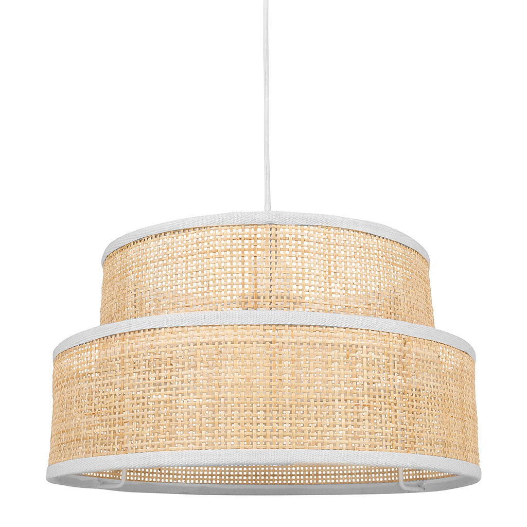 Suspension gigogne paille tressée contour beige D 35cm