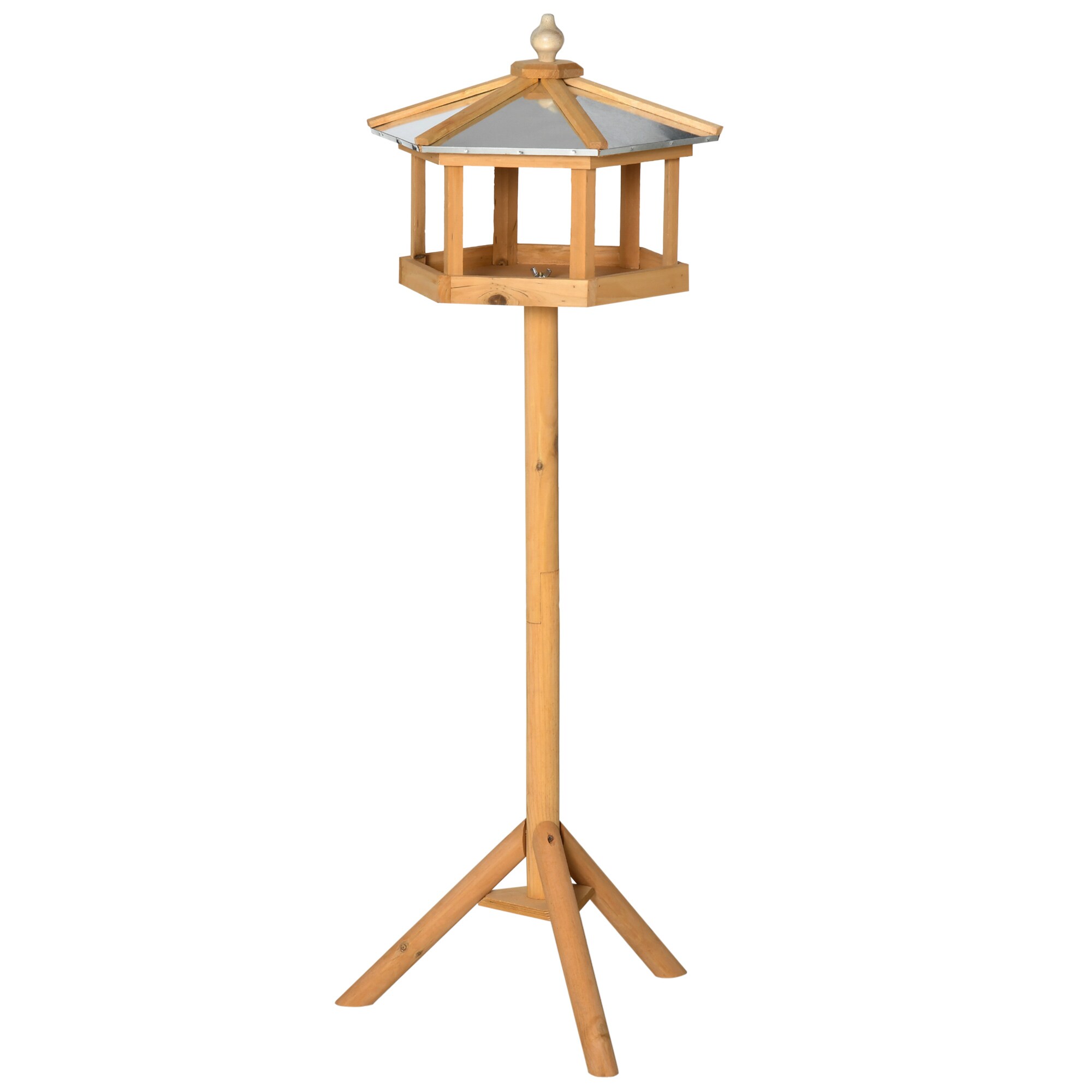 PawHut Vogelhaus mit Ständer und Zinkdach braun 110x40 cm (HxØ)