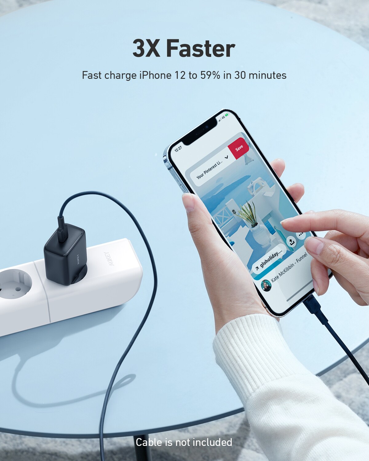AUKEY PA-R1-Bla Ladegerät MINI USB C 20 W, schwarze Farbe