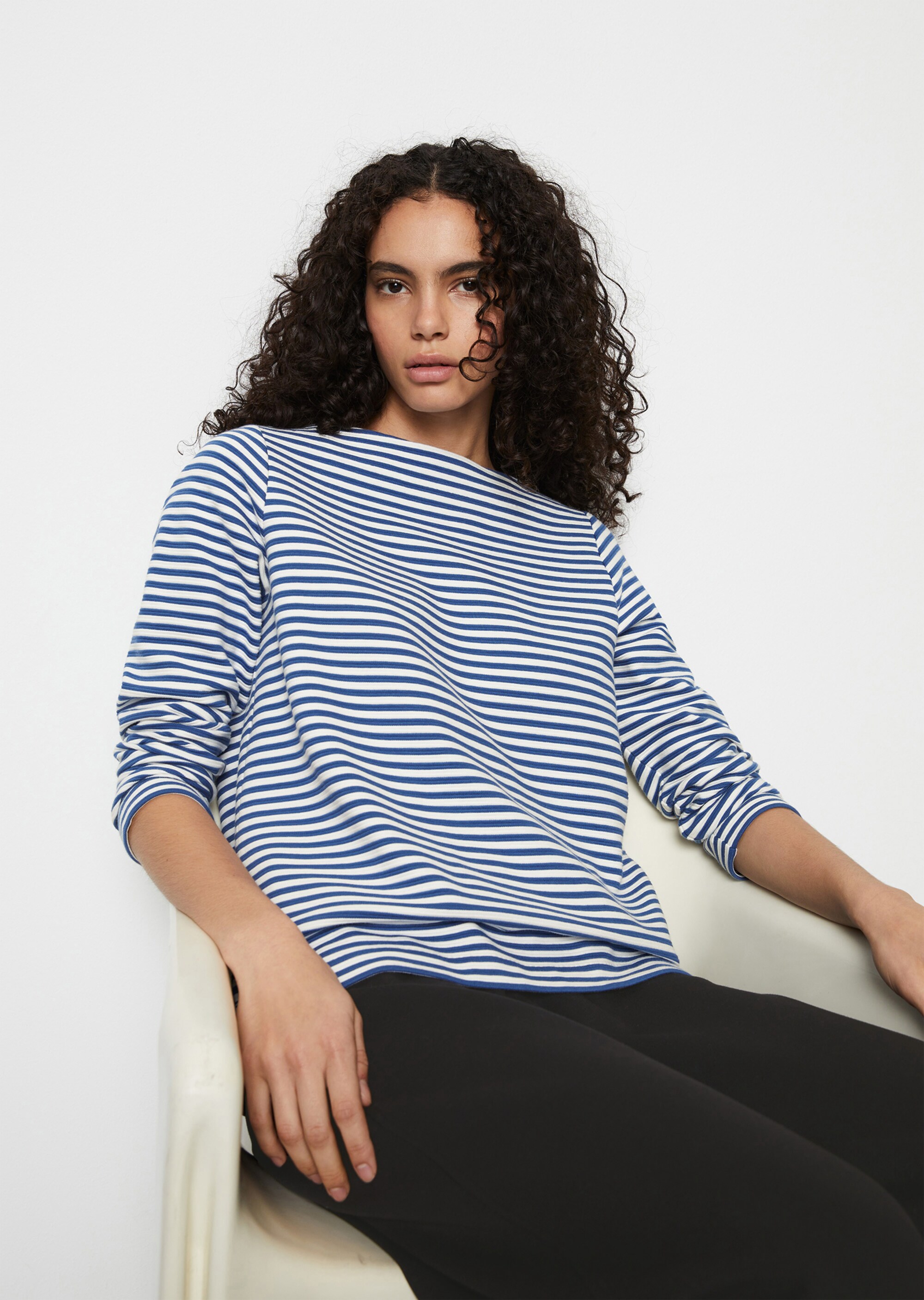 Streifen-Longsleeve regularaus Ottoman-Jersey