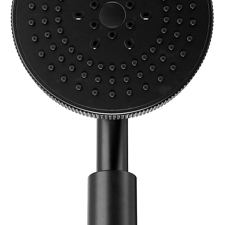 Kit de douche sans robinetterie avec douchette 5 jets + flexible + barre réglable, noir, GoodHome Selenga