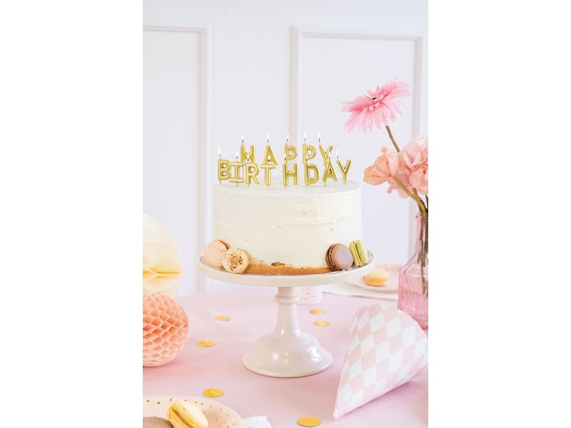 Partydeco Geburtstagskerzen Buchstaben gold, H 2.5 cm, 13 S Happy Birthday Kerzen