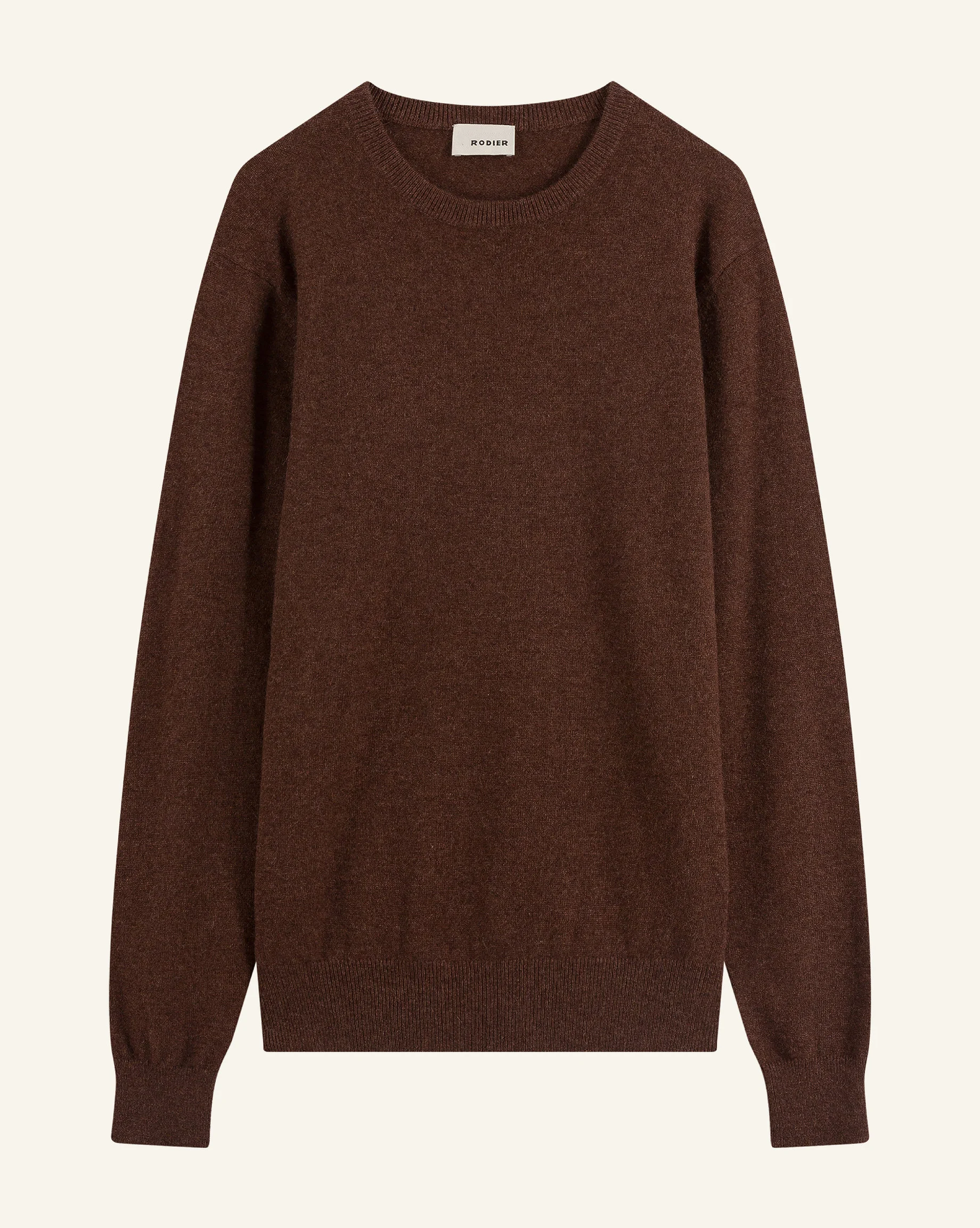 Pull homme col rond en cachemire 2 fils | Marron