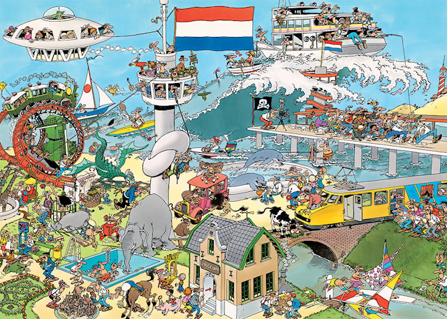 Jan Van Haasteren Traffic Chaos & By Air Land and Sea Puslespill 2x1000 brikker, Jumbo