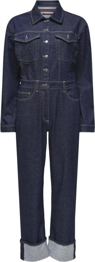ONLY ONLMERCER LS FOLDUP JUMPSUIT REDDNM Dark blue denim