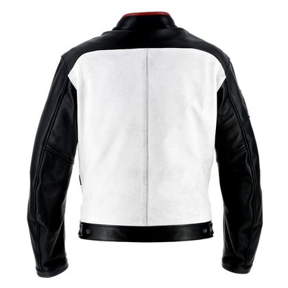 Blouson Helstons JAY MOTUL CUIR RAG - Blanc / Noir