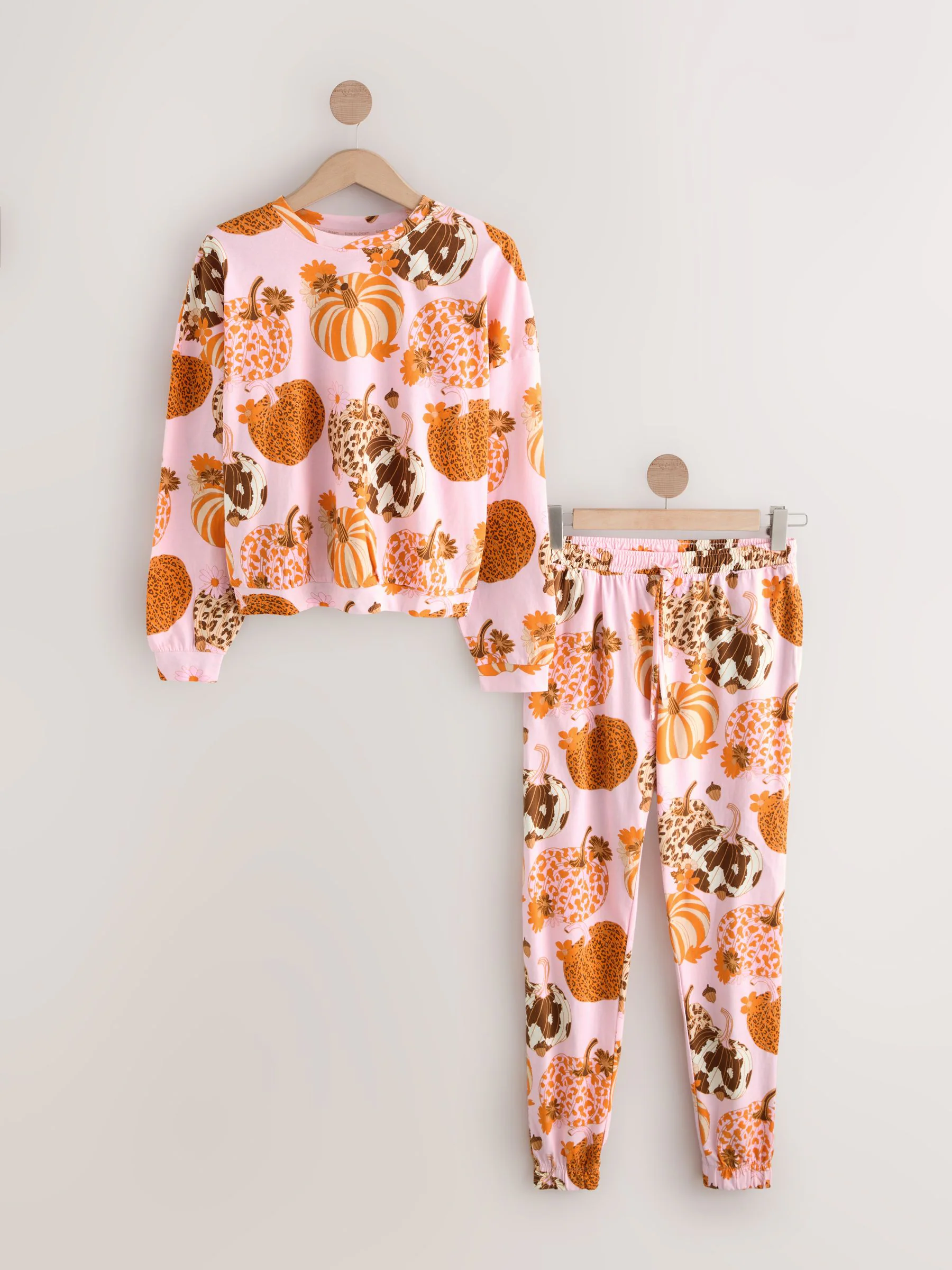 Roze met pompoenprint - Pyjama met lange mouwen