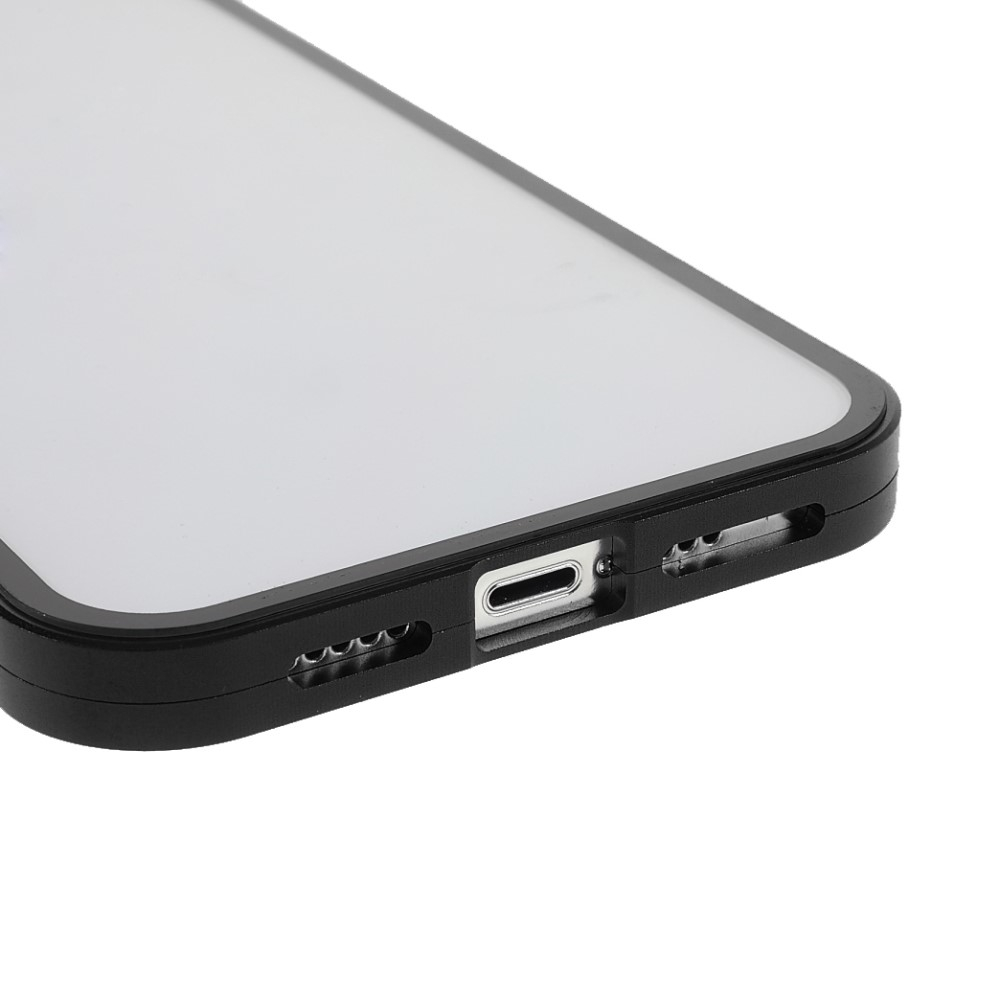 iPhone 13 Magnetische Alu Schutzhülle mit Panzer Glas Backcover   Displayschutz (Magnet-Technologie) - Schwarz