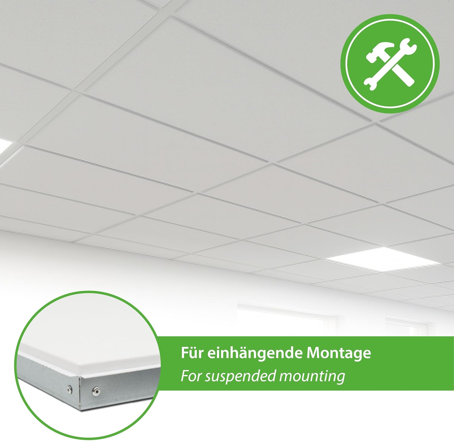 ECOSUN E 300 C Deckenheizung 300W - Infrarot Heizpanel 60x60cm für Rasterdecken - Ideal für OWA Odenwald Kassettendecken, Büro & Gewerbe
