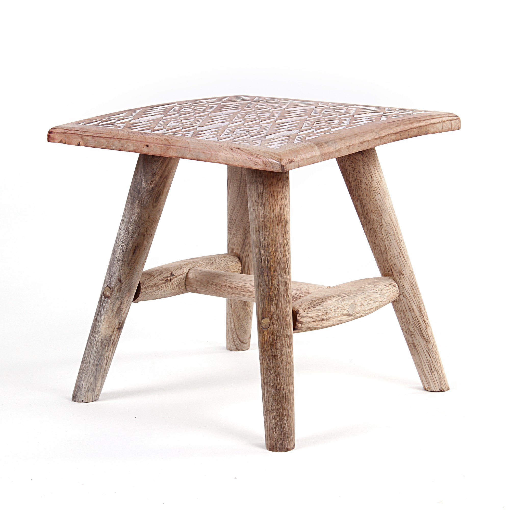 Hocker 'Ikat' Mangoholz, natur, T 25 cm, B 25 cm, H 25 cm von fischer's lagerhaus