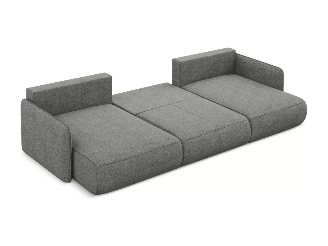 Canapé d'angle panoramique convertible en tissu chenille - éléphant - NANEA