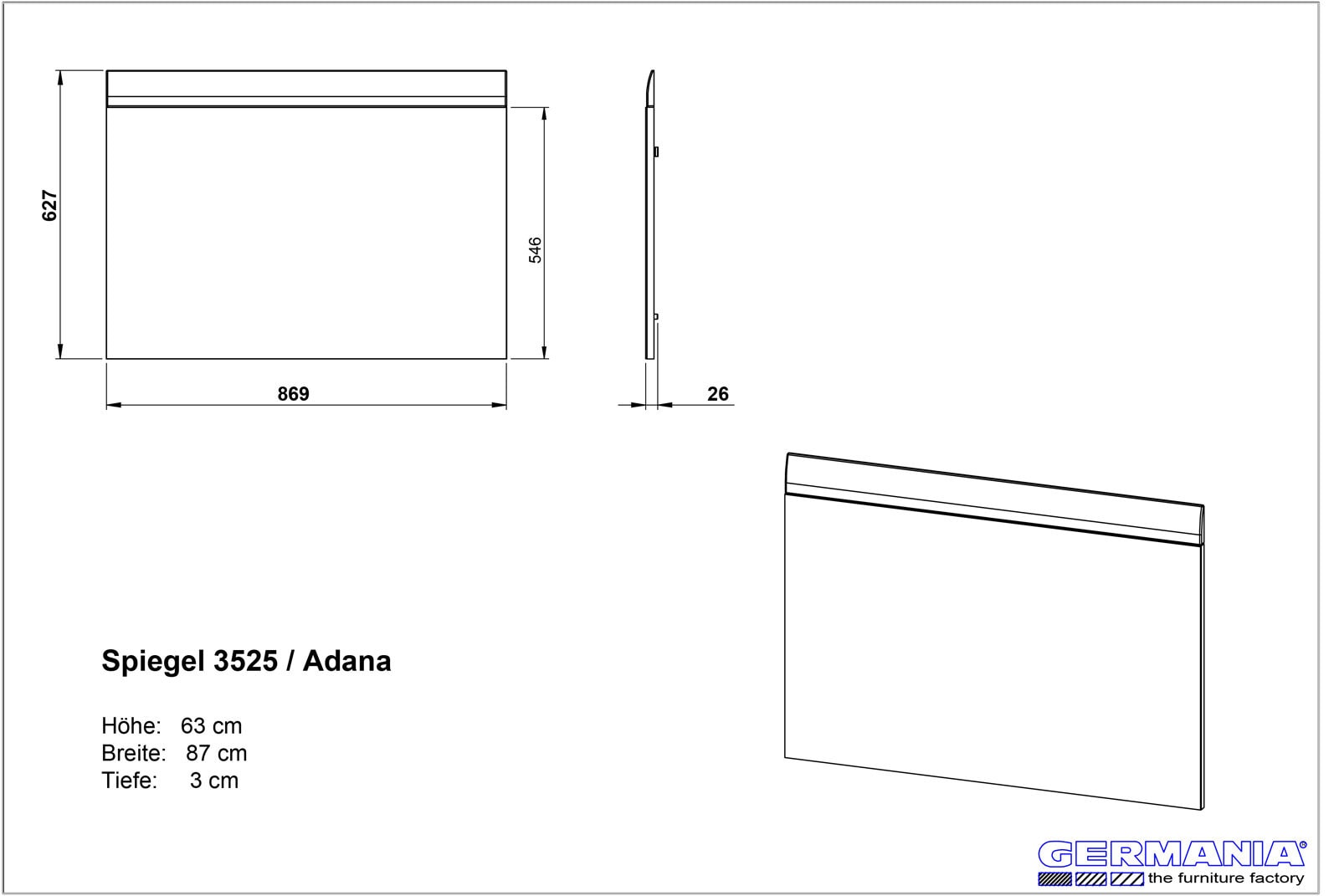 CASAVANTI Spiegel ARON 89 x 63 cm Hochglanz weiß