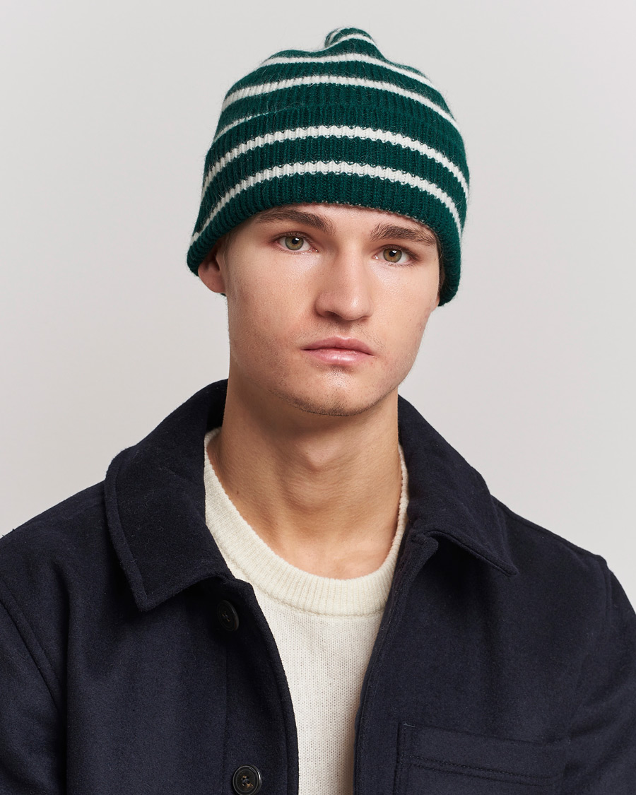 Le Bonnet Lambswool/Caregora Beanie Moss Strip