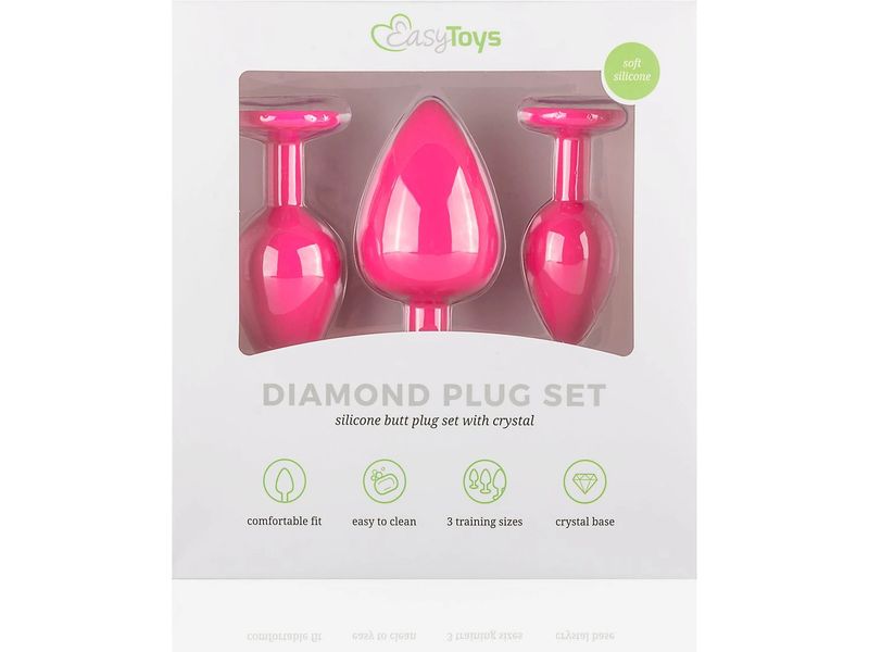 Easytoys Anal Plug aus Silikon mit Diamant Pink Sexspielzeug Kollektion für die anale Stimulation