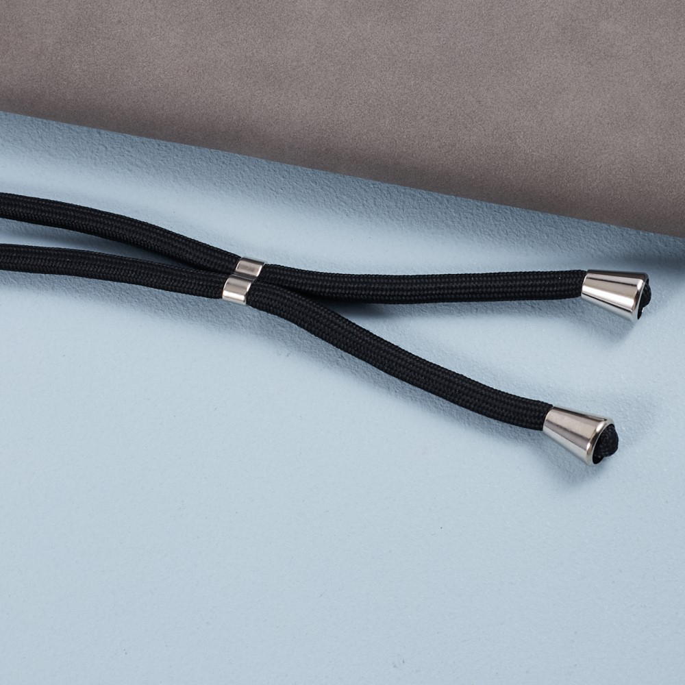 Oppo Reno10 / Reno10 Pro 5G Necklace Gummi Hülle Air Cushion Fallschutz   Handykette (140cm) - Schwarz / Silber