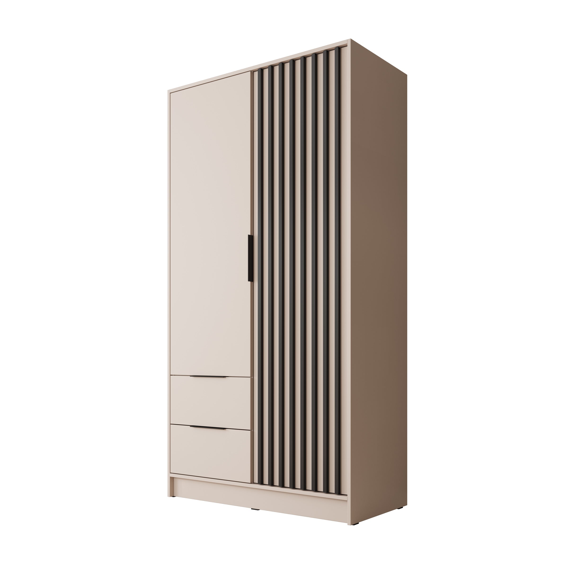 Meubella - Kledingkast Nairobi - Beige - Zwart - 105 cm