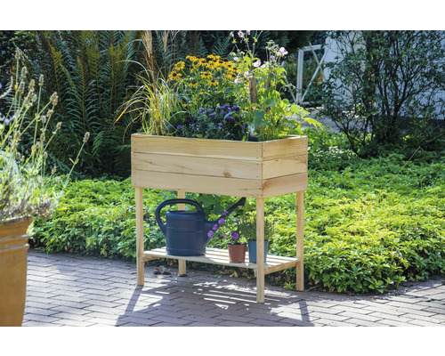Verhoogd tuinbed op palen, dobar, inclusief plank, 80 x 40 x 78 cm, naturel