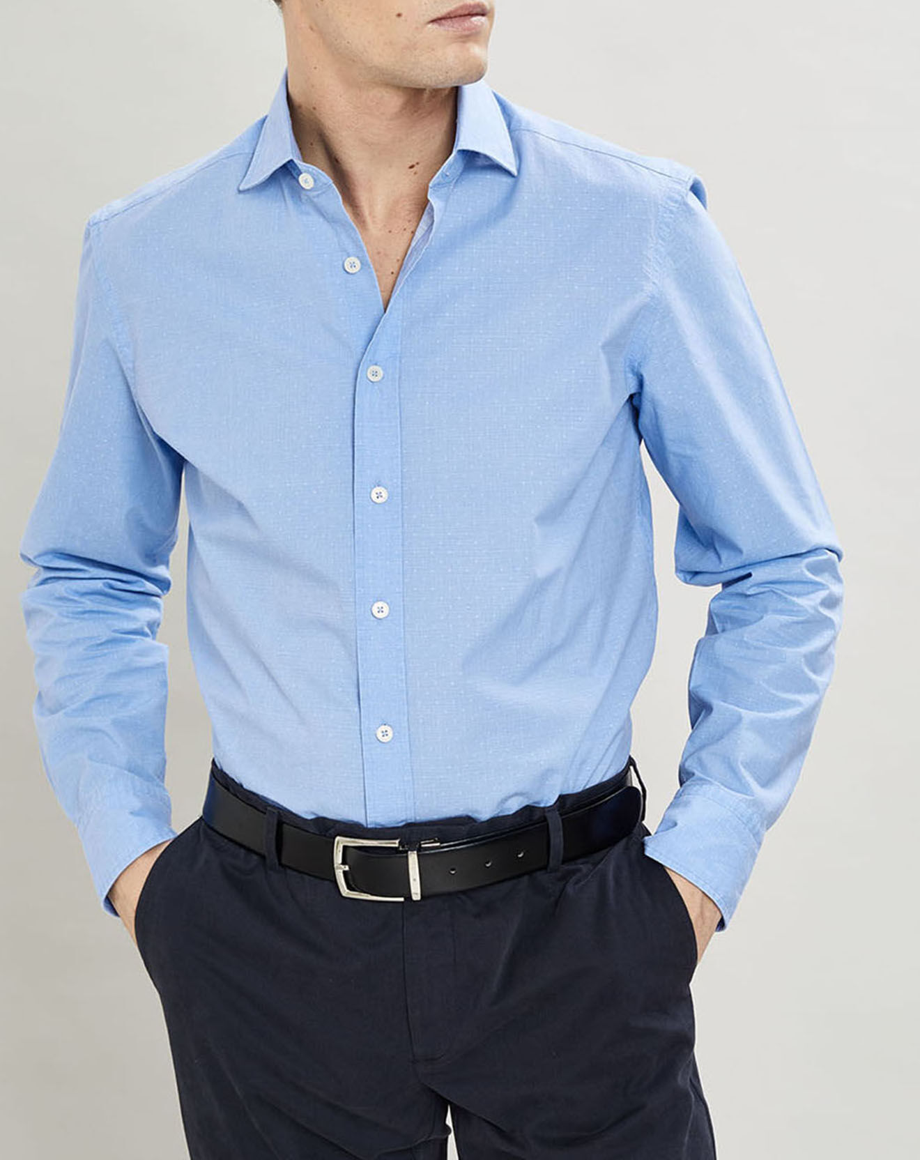 Hackett London Chemise Slim Fit micro imprimé bleu ciel