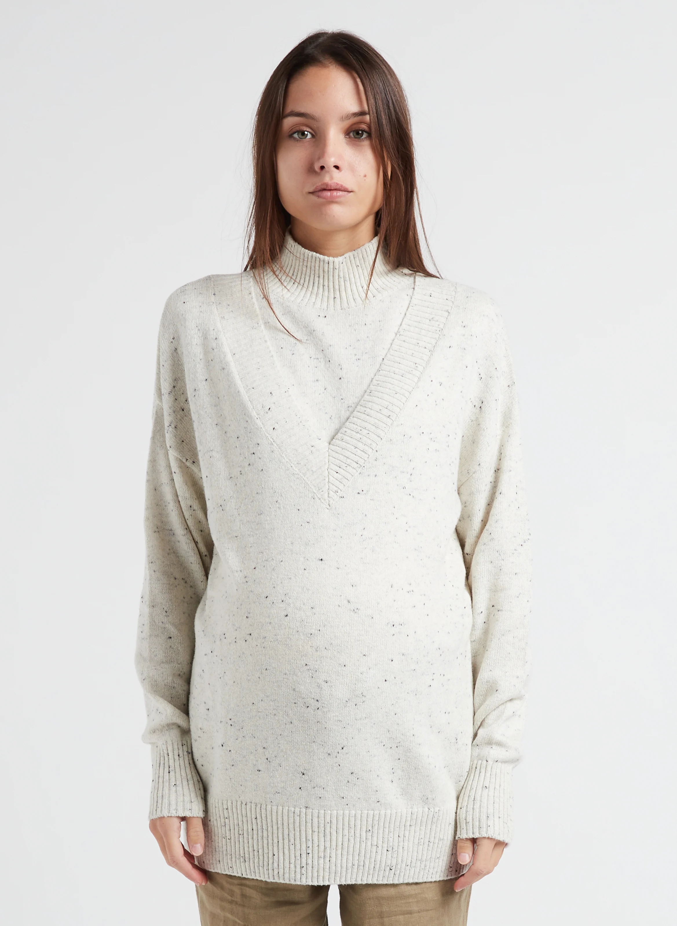 MERLE - Pull col montant en coton | Gris