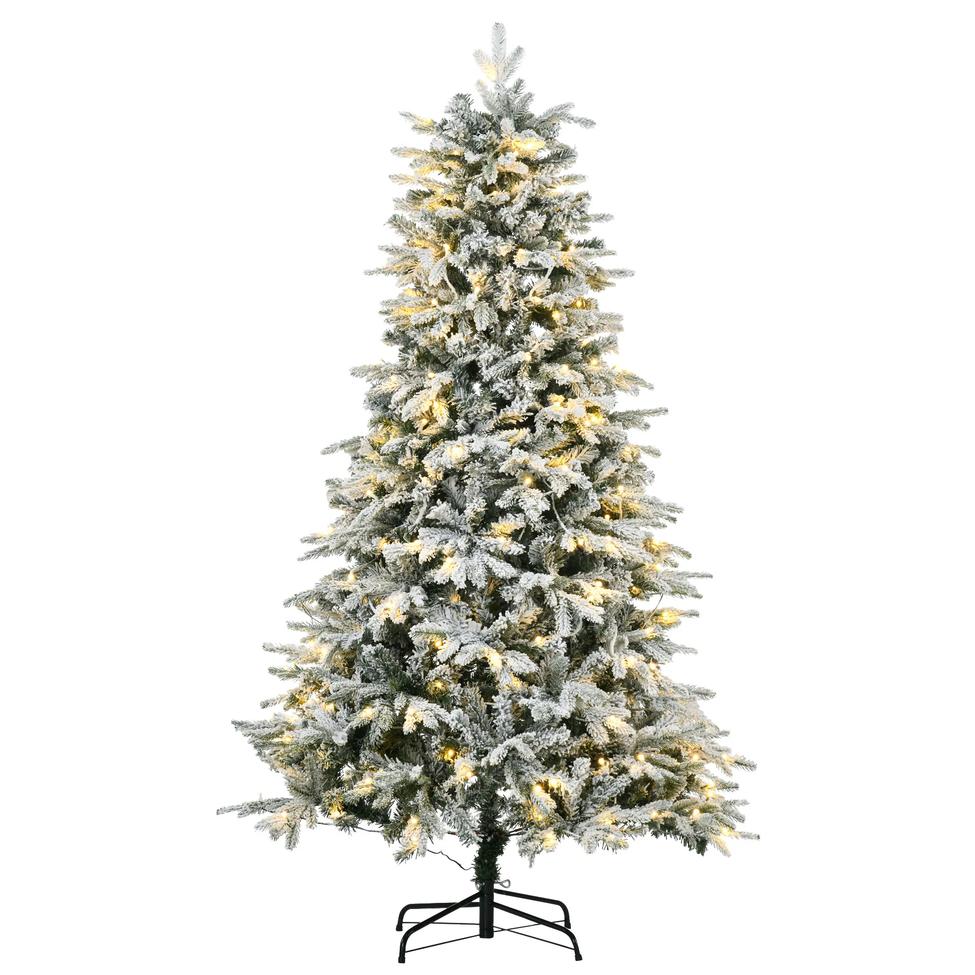 HOMCOM Künstlicher Weihnachtsbaum mit Kunstschnee und 888 Zweigen weiß 105L x 105B x 180H cm