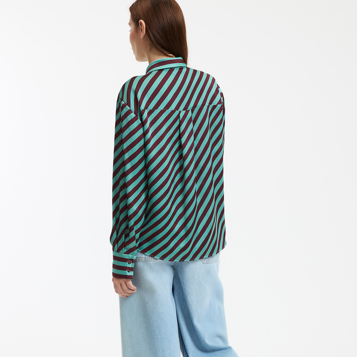 COLEÇÃO LA REDOUTE<br>Camisa listrada de cetim, mangas compridas