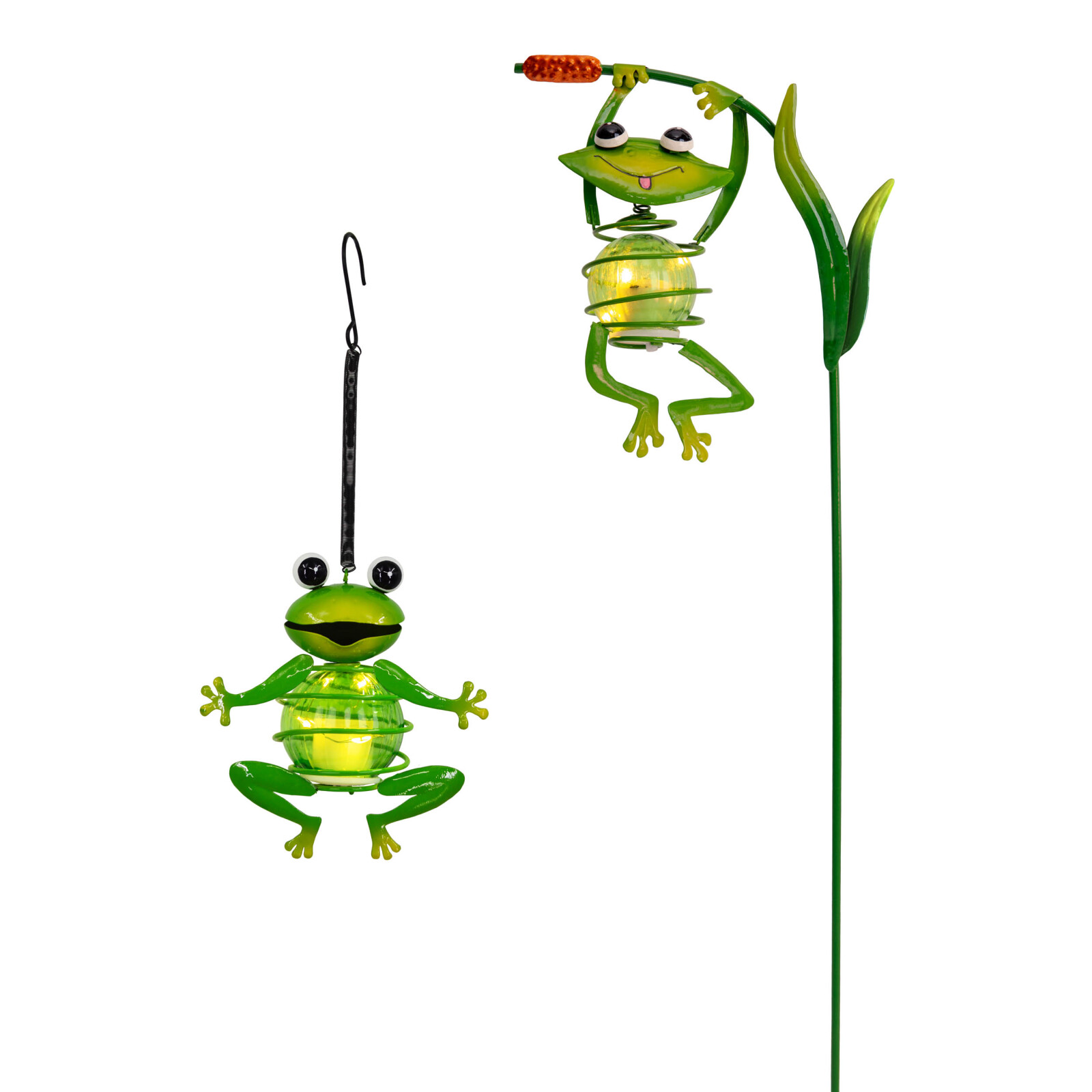 2er-Set LED-Deko-Solarleuchte FROSCH - grün