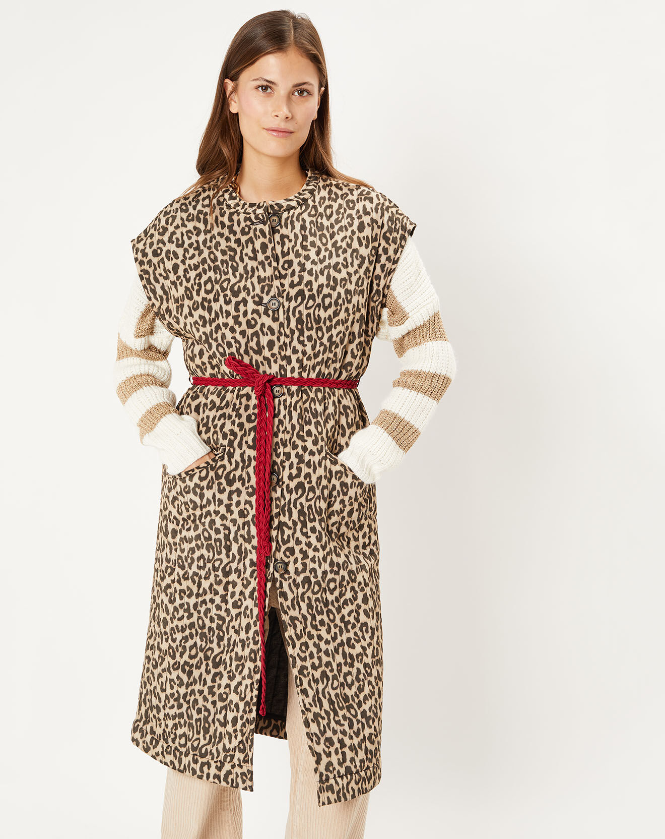 Stella Forest Veste longue sans manches Léo marron