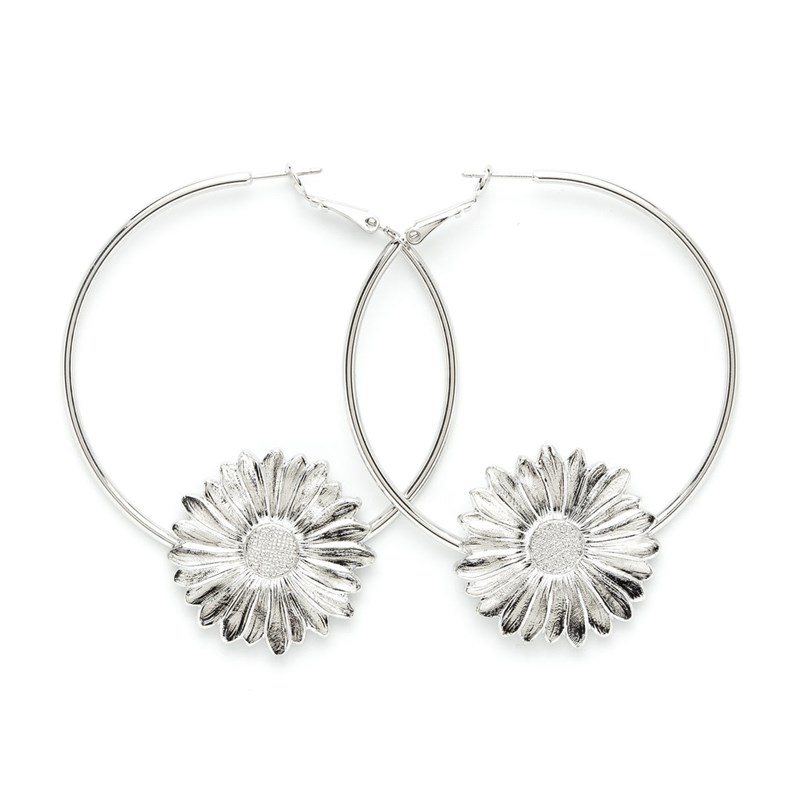 boucles d'oreilles créoles fleurs plaqué argent - MAÏA