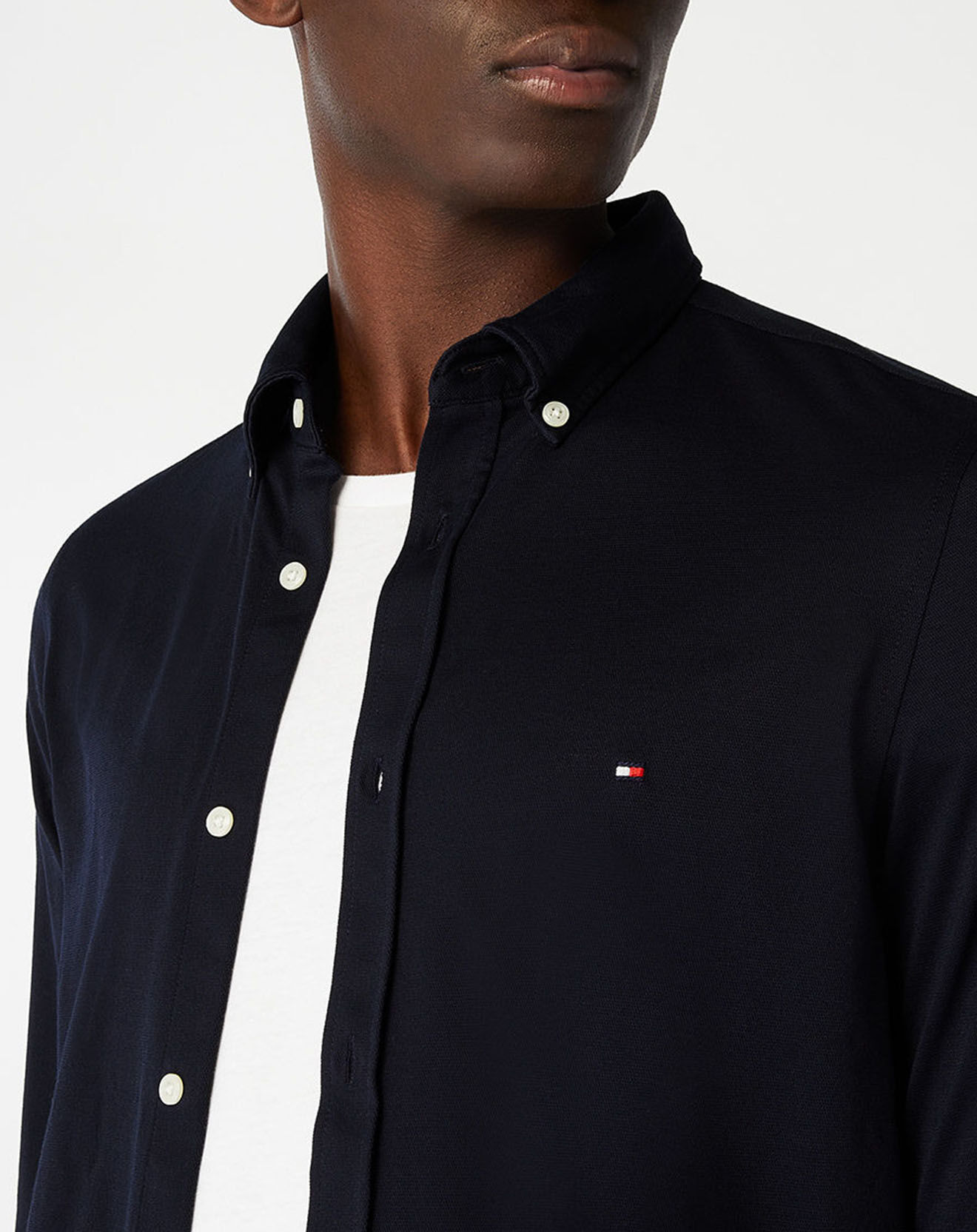 Tommy Hilfiger Chemise slim 1985 knit solid bleu marine