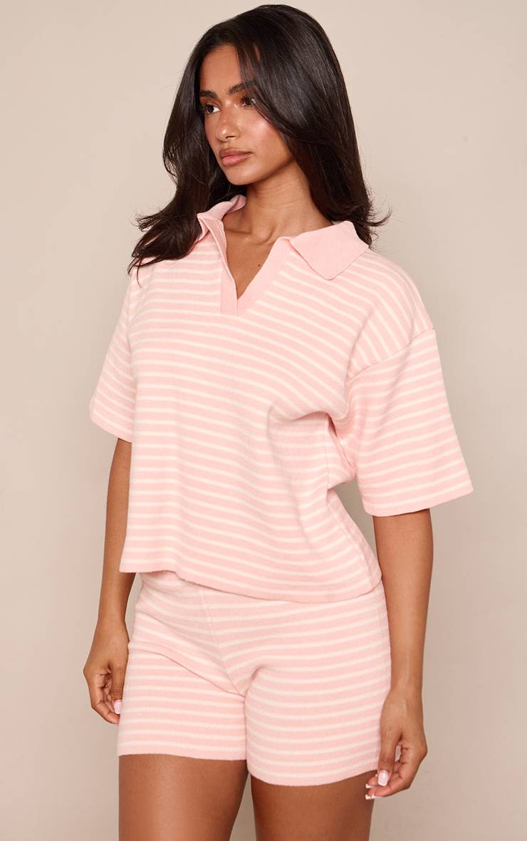 Rose Bébé Short Ajusté En Maille À Rayures Petite