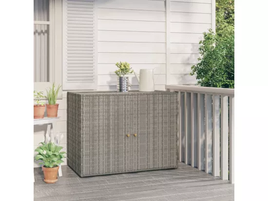 Armoire de rangement jardin Gris 100x55,5x80 cm Résine tressée
