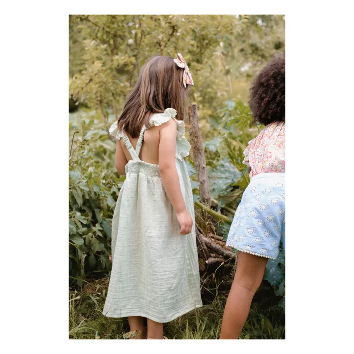 Louise Misha Robe Mystralia Brodée | Vert amande