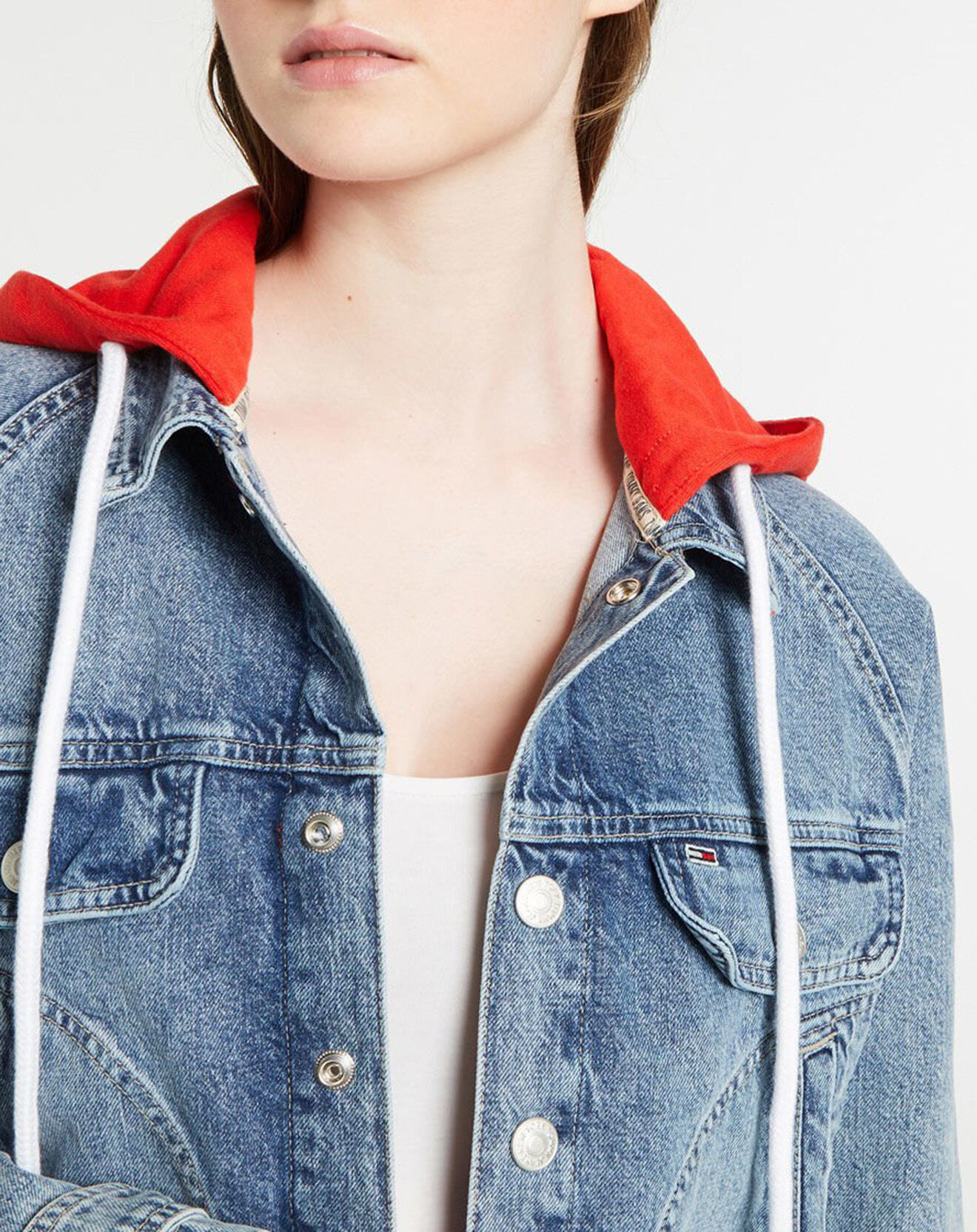 Tommy Jeans Veste denim à capuche bleu brut