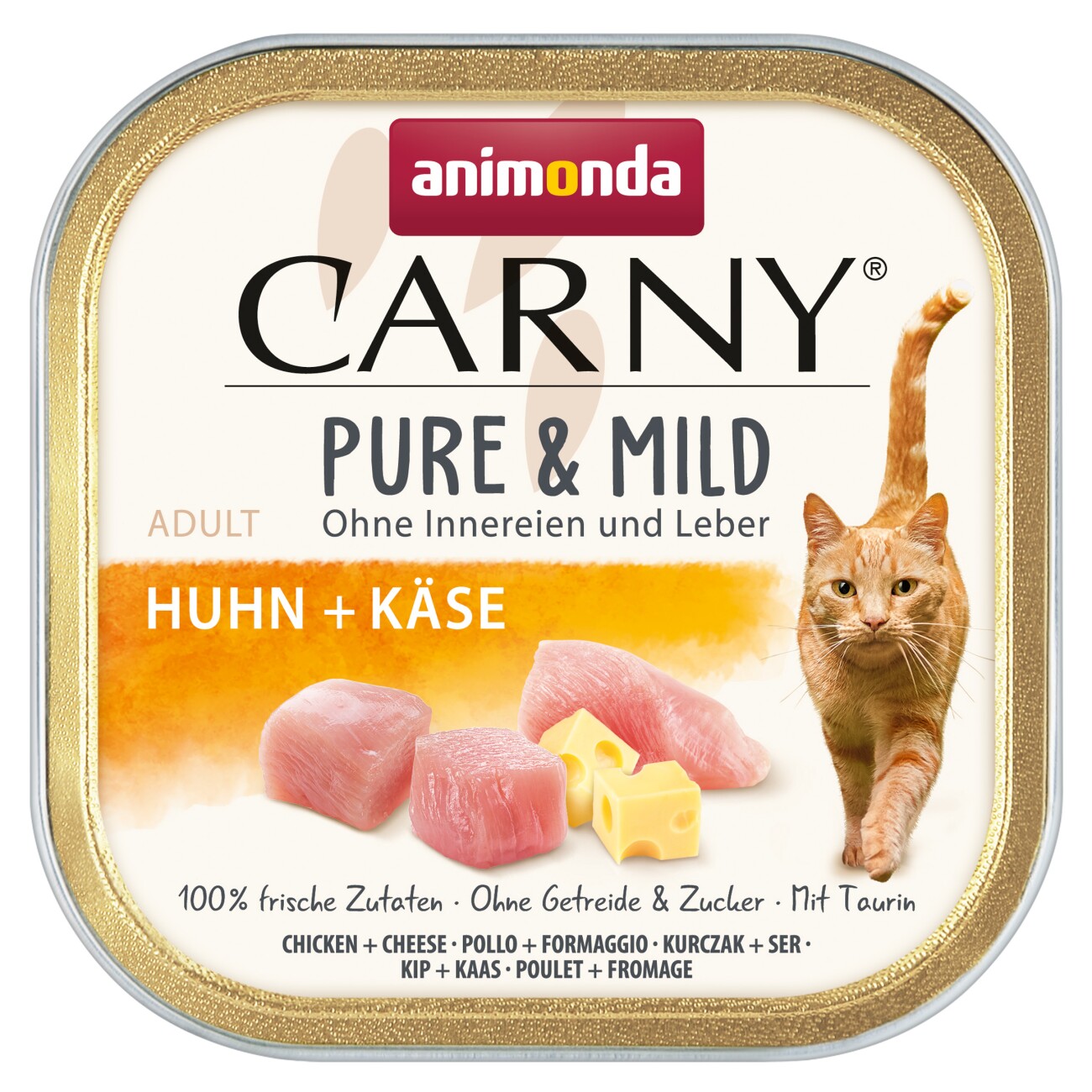 animonda Carny Nassfutter Katze Adult, Pure and Mild 32x100 g Huhn und Käse