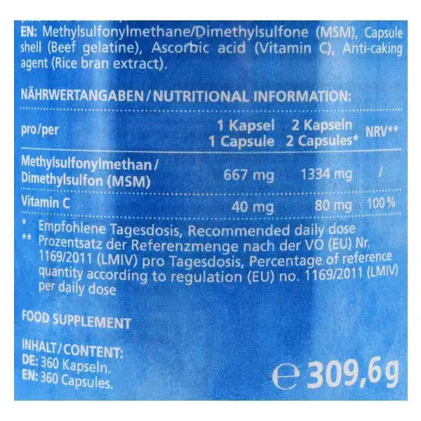 Vitamaze MSM + Vitamina C 360 cápsulas